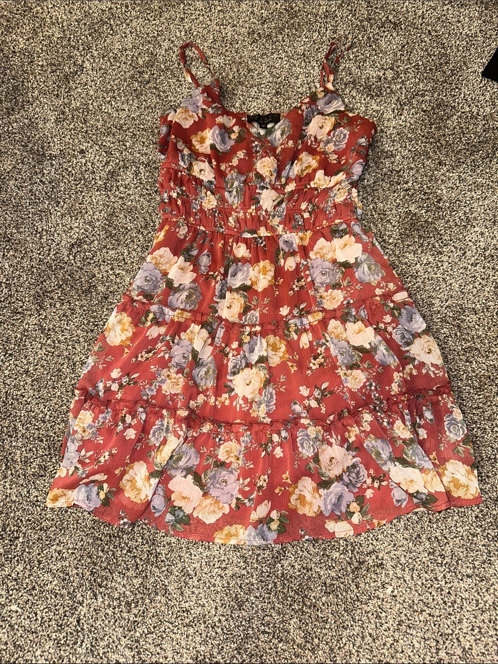 Trixxi Red Floral Tiered Sundress